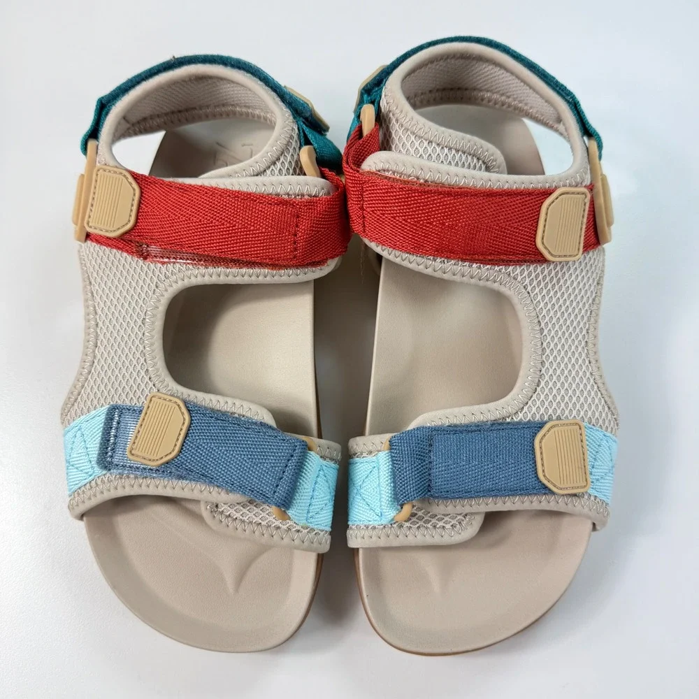 Zara Kids Girls Size‎ 33 Sport Sandals Beige Red Blue Colorblock Casualcore